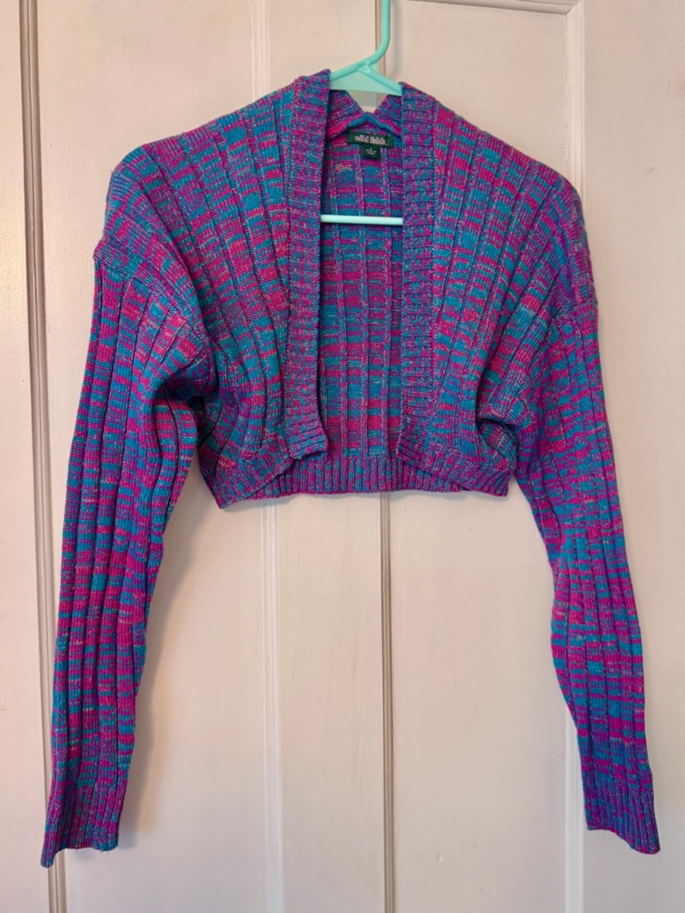 Wild Fable Size Small Purple Pink Blue Cropped Open-Front Cardigan Retro Style